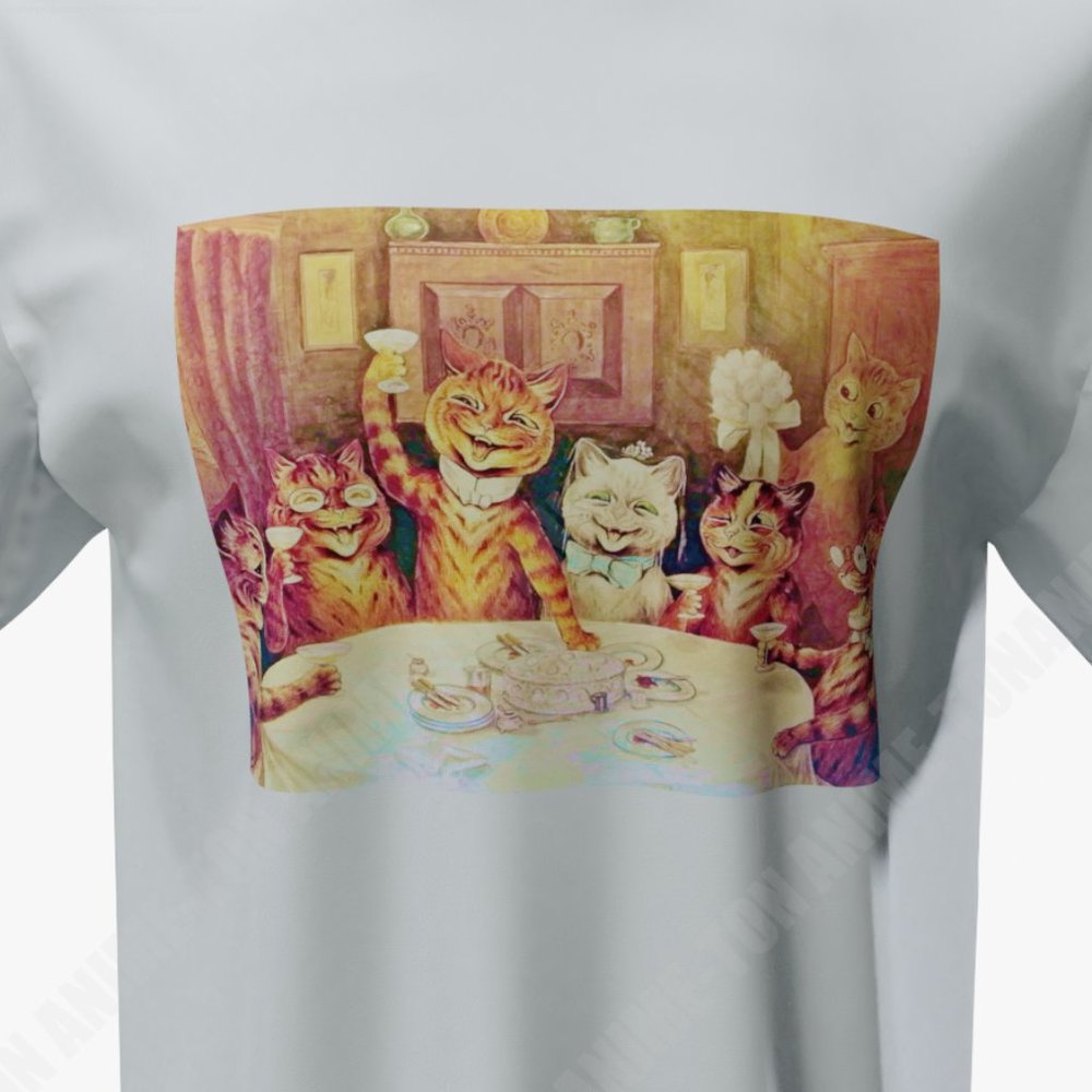 Louis Wain - Cat Art - Wedding Celebration - Tshirt - Cotton